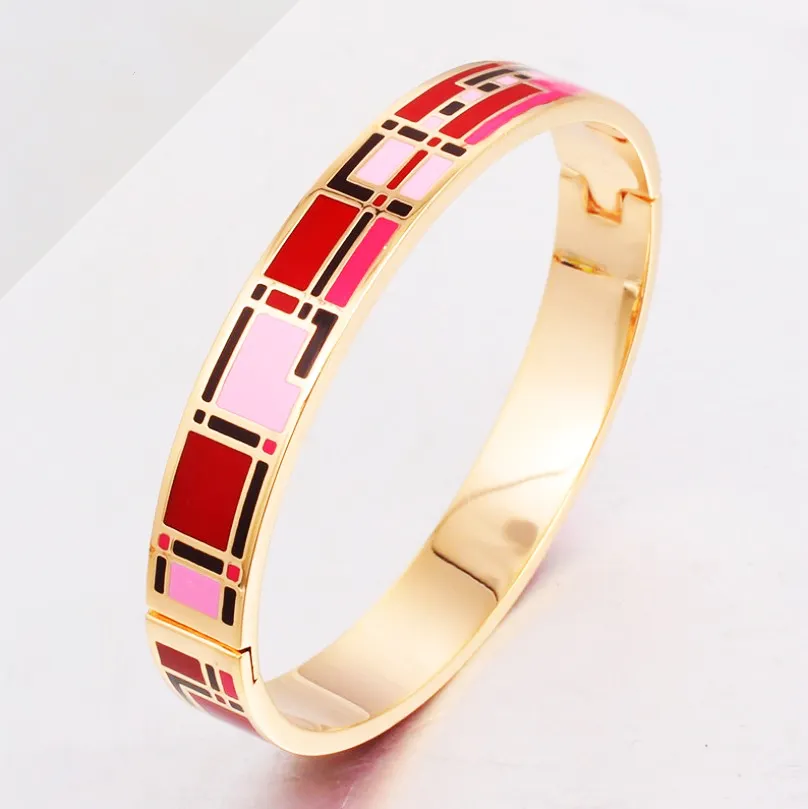Ladies Cloisonne Enamel Stretch Bracelets & bangles Stainless Steel Women Men Charm Indian Jewelry 18K Gold Bangle Bracelet