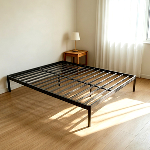Lit en acier robuste pour dortoir étudiant, cadre de lit métallique anti-tremblement avec lattes renforcées, base de lit haute capacité pour adultes de grande taille, sûr - Product Image 1