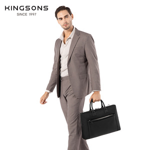 Kingsons Business Briefcase Black Oxford Cloth Large Capacity Zipper Closure Soft Handle For Office Travel 2025 Winter - Product Image 2