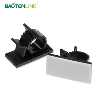 Organisateur de câbles mural rond en plastique blanc/noir de type R BAOTENG, clip de fixation pour câbles jusqu'à 10 mm de diamètre, pour la maison et le bureau