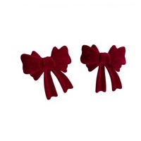 Boucles d'oreilles pendantes vintage en alliage, velours, nœud rouge et perles, pour femme – Accessoires d'oreille mignons, tendance et haut de gamme pour l'automne et l'hiver