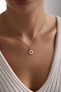 Gold Tiny <strong>Sunshine</strong> Celestial Pendant Necklace Christmas <strong>Gift</strong> for Her - Product Image 5