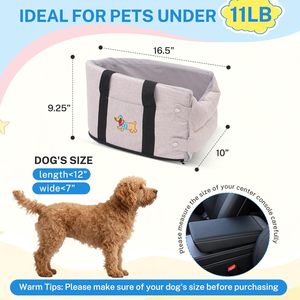 Center Console Dog <b>Car</b> Seat <b>for</b> Small Dogs and Puppies 5-13Lbs, Ideal <b>Armrest</b> Booster <b>Car</b> Travel Seat with Safety Protection Sea - Product Image 2