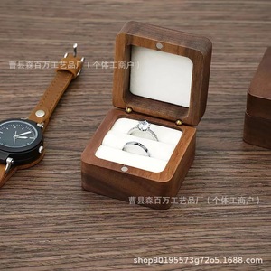 Black Walnut Solid Wood Ring <b>Box</b> 55x55x35mm <b>Vintage</b> Square Jewelry Storage Case For Rings Necklaces Earrings - Product Image 5