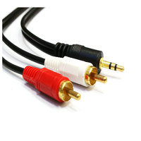 Headphone Splitter 2 in 1 kabel adaptor Audio 3.5mm 2 kabel RCA AV Audio 3.5mm Stereo Jack ke kabel RCA 3.5mm untuk Speaker