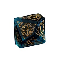 Ensemble de dés polyédriques de luxe en résine bleu sarcelle et or à motifs runiques nordiques pour jeux de rôle Dungeons & Dragons (D&D)