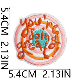 Citazioni Ispirazionali Personalizzabili Ricamate su Feltro Non Tessuto con Filo di Poliestere, Faccine Sorridenti Cartoon, Energia Positiva per <span class=keywords><strong>Abbigliamento</strong></span> - Product Image 6