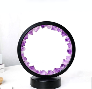 Quartz naturel améthyste grappe ronde nuit chambre lumière bureau réseau cercle décoratif - Product Image 4