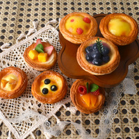Fausse tarte aux œufs en PU faite à la main, simulation de dessert, décoration de vitrine de boulangerie, ornement de fête DIY, accessoire de photographie de nature morte alimentaire