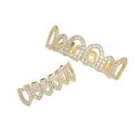 Dents en or hip-hop, cadeau d'Halloween amusant, dents en or hip-hop creuses incrustées de zircon