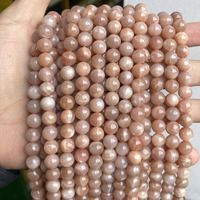 AAA Grosir Manik-manik Batu Sunstone Oranye Alami Bulat Halus dan Batu Moonstone Peach untuk Pembuatan Perhiasan DIY 4mm 6mm 8mm 10mm