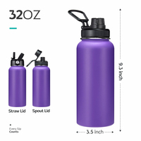 Bouteilles isothermes en acier inoxydable personnalisées en gros, couleur au choix, pour l'extérieur, à double paroi