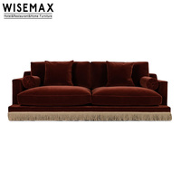 WISEMAX FURNITURE Meubles de salon de style nordique moderne, canapé en tissu velours 3 places pour hôtel, appartement, villa