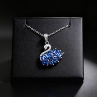 Collar de circonita con diseño de cisne de la serie Animal para mujer, cadena de eslabones delicada, colgante de moda, venta al por mayor de fábrica de joyería