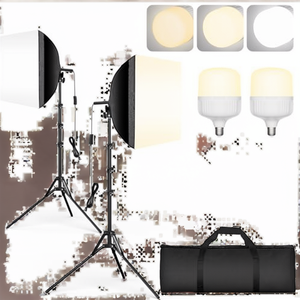 Kit de Iluminación Acrílica <span class=keywords><strong>EMART</strong></span> para Fotografía, Softbox Plegable de 16"x16", Bombilla LED de 50W 3000K-6000K, Control Remoto/APP para Estudio - Product Image 2