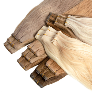 Extensioni per <span class=keywords><strong>capelli</strong></span> europei Raw Virgin Double Drawn Genius, sottili e invisibili, senza ritorno, Genius Weft - Product Image 1