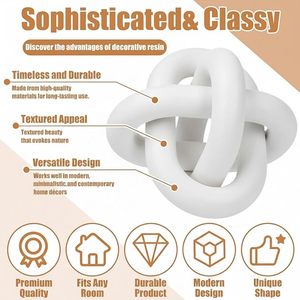 زخرفة خشبية مخصصة بالجملة منحوتة يدويًا بملمس ناعم على شكل سلسلة بوهيمية بيضاء بثلاث حلقات - Product Image 3