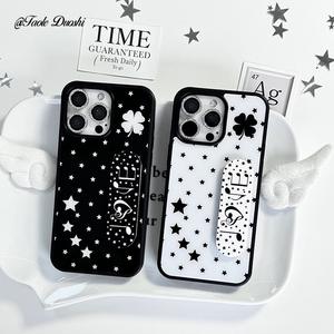 Mode Spots Trèfle À Quatre Feuilles Acrylique Cas De Téléphone Portable Machine D'impression pour iphone 16 Pro Max 15 14 Fantaisie Supports Couverture Arrière - Product Image 1