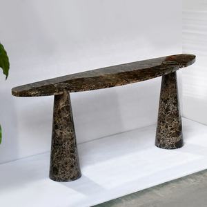 OEM ODM Mobilier de salon déco personnalisé design moderne entrée en forme d'arche couloir porche noir <span class=keywords><strong>table</strong></span> <span class=keywords><strong>console</strong></span> marbre de luxe - Product Image 3