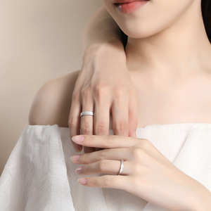 Bague de <span class=keywords><strong>couple</strong></span> ALICE en <span class=keywords><strong>argent</strong></span> sterling plaqué or massif, simple et élégante, avec finition satinée, bijoux de luxe pour homme - Product Image 2