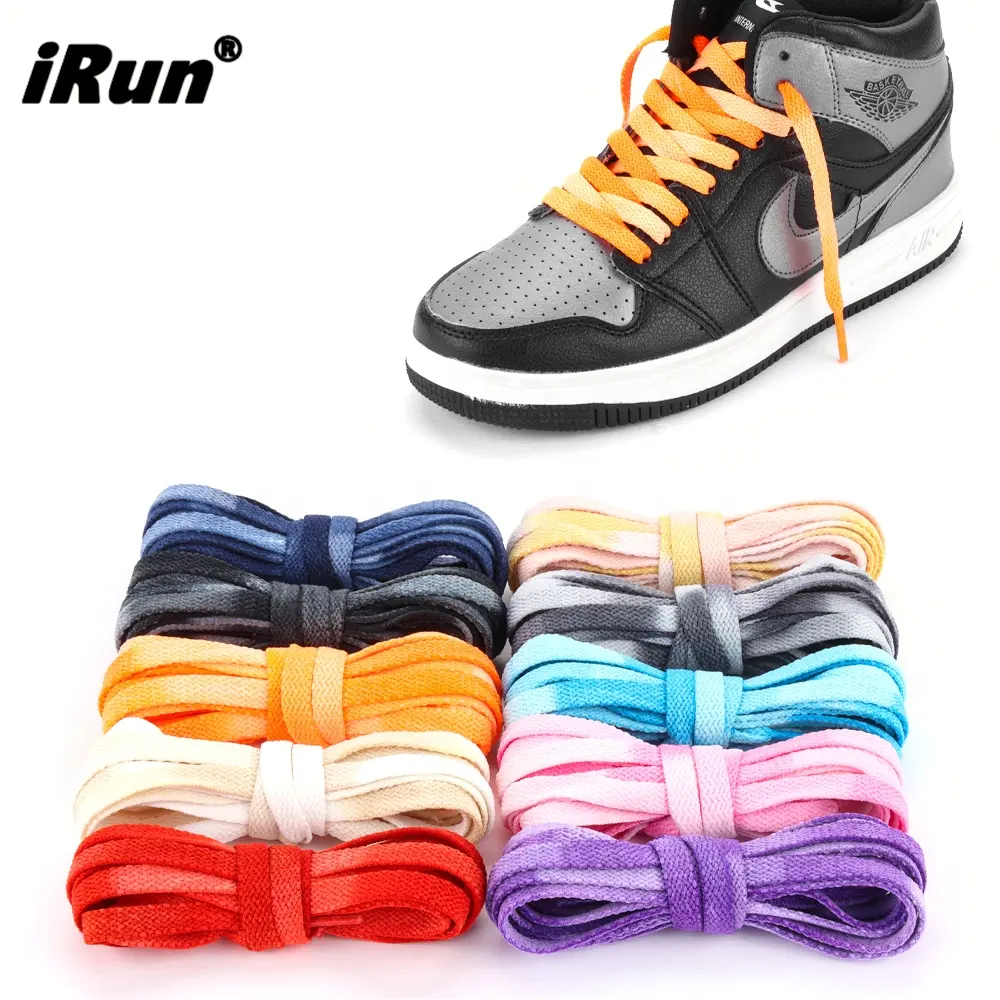 IRun Tali Sepatu Kets Kain Premium, Sneaker Kain Datar Berubah Warna, Tali Sepatu Vintage Dasi Pudar, Tali Sepatu Celup untuk Air Jordan 1