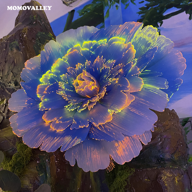 Momovalley LED Snow Lotus Flower Light with Optical Fiber for Garden Landscaping Festival and Event Decoration