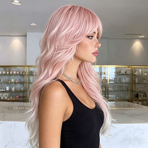 Parrucca riccia da donna elegante rosa sfumato bianco da 26 pollici, materiale resistente alle alte temperature con rete elastica a rosa <span class=keywords><strong>2</strong></span> SM436 -6 - Product Image 5