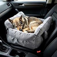 Coussin de transport pour chien et chat à monter sur la voiture, siège copilote, en peluche épaisse, portable, chaud pour l'hiver, en polyester, pour les longs trajets