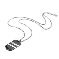 Chaîne rectangulaire noire Hip Hop vierge 316l en acier inoxydable pendentif collier bijoux pour hommes armée