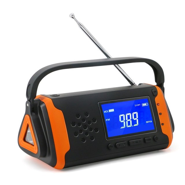 4000mAh Emergency Weather Radio AM FM WB Flashlight Portable Power Bank Solar Charging with LCD Display