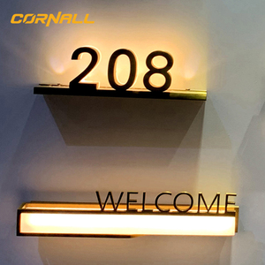 Numero civico a led per esterni in metallo luminoso retroilluminato moderno da 6 pollici con luce - Product Image 1