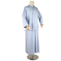 Robe arabe musulmane à manches plates en coton des émirats Kaftan Jubah Abaya Jalabya Vêtements islamiques ethniques Lelaki Thobe Kandura