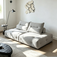 Modernes Minimalistisches Modulares Schlafsofa mit Knopfheftung, Niedrigem Profil und Tiefer Sitzfläche, Wohnzimmermöbel ohne Montage, Cloud-Design