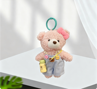 Pantalon cargo en peluche mignon et une sangle bandoulière pour bouteille d'eau avec un porte-clés en forme d'ours en peluche et accessoire de suspension pour sac