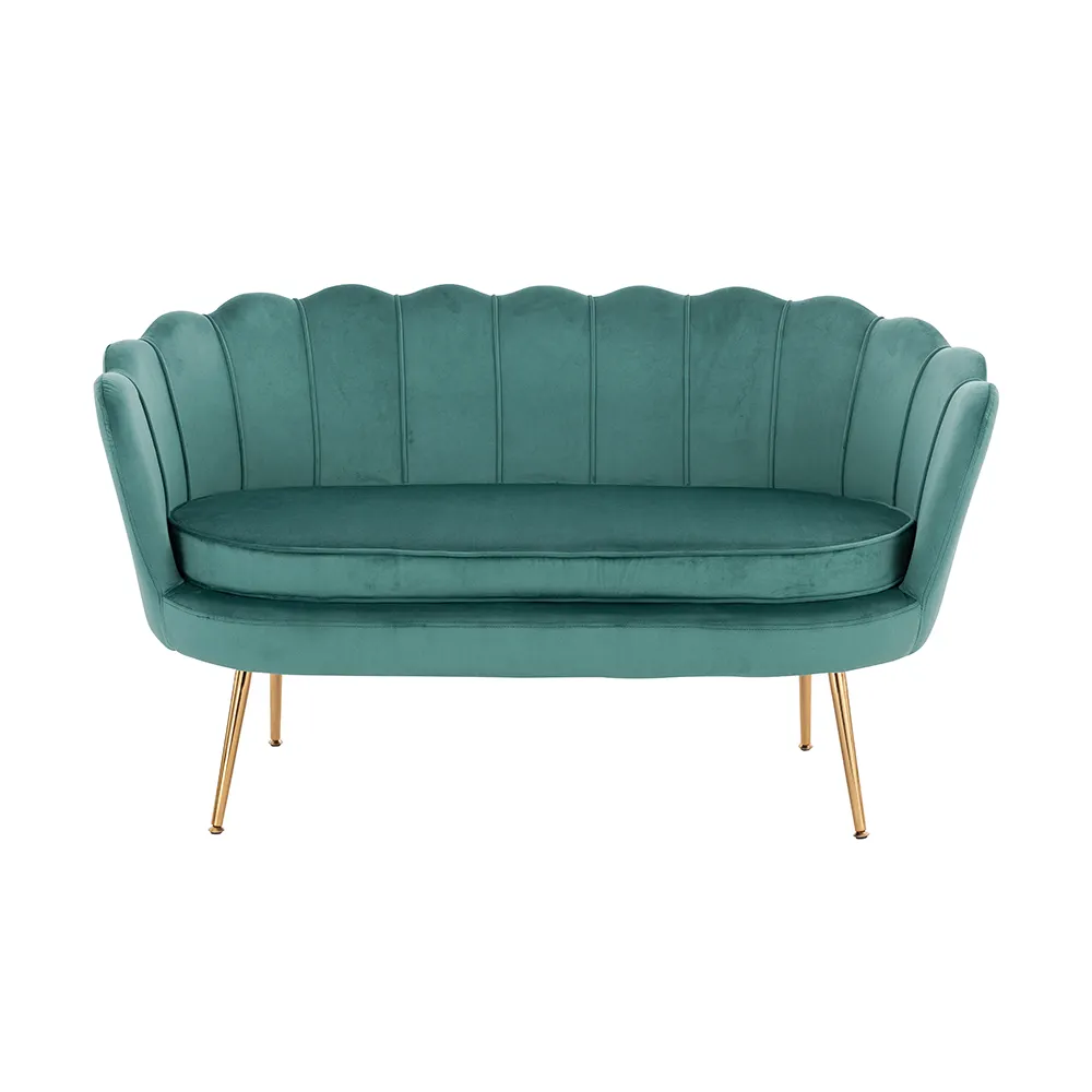 OEM/ODM Nordic Style 2-Seater Gold Legs Comfortable Accent Velvet Shell Sofa