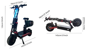 Long Distance Travel 80-300KM 13inch 14inch Fat Tire Off Road 72v Dual Motor 40ah 80ah 100ah Adult Foldable Electric Scooter - Product Image 2