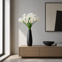 Luxuriöse PU Mini Calla-Lilien Realistische Brautstrauß Künstliche Blumen für Hochzeit Party Heim Vase Tisch Wohnzimmer Dekoration