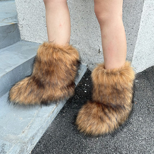 Bottes d'hiver en fausse fourrure pour femmes, bottes <span class=keywords><strong>de</strong></span> <span class=keywords><strong>neige</strong></span> chaudes et moelleuses, chaussures <span class=keywords><strong>de</strong></span> luxe en fourrure pour filles, chaussures d'hiver tendance - Product Image 6