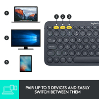 Clavier Logitech K380, connexion à 3 appareils, commutation facile pour Windows, Mac, Android, iOS, Chrome OS, maison, bureau