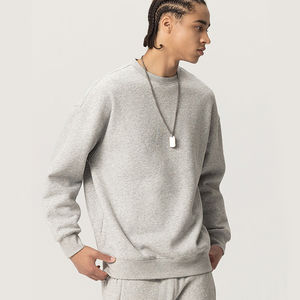 High Quality Custom Logo Streetwear Tshirt Heavyweight <b>Fleece</b> 350 Gsm Crew Neck Long Sleeve Cotton Oversized T Shirt for <b>Men</b> - Product Image 4