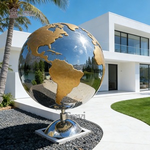 Sculpture en métal globe terrestre abstrait TREVI en acier inoxydable pour la <span class=keywords><strong>maison</strong></span>, le jardin extérieur - En solde - Product Image 2