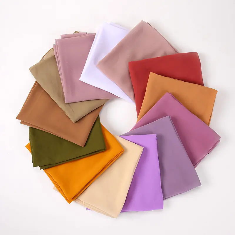 86Colors cheap price wholesale Arab Dubai Muslim bubble chiffon scarf hijab women Malaysia head wrap Plain scarf hijab