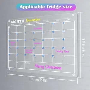 Calendario magnetico cancellabile a secco calendario acrilico lavagna trasparente 17x12 pollici per frigorifero