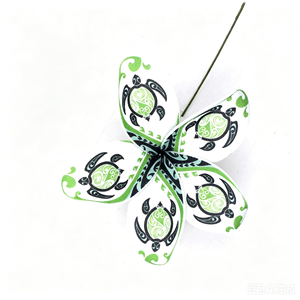 Pique à cheveux en mousse EVA motif <span class=keywords><strong>tortue</strong></span> tribale polynésienne, fleur de frangipanier hawaïenne pour fête de Luau sur la plage - Product Image 4