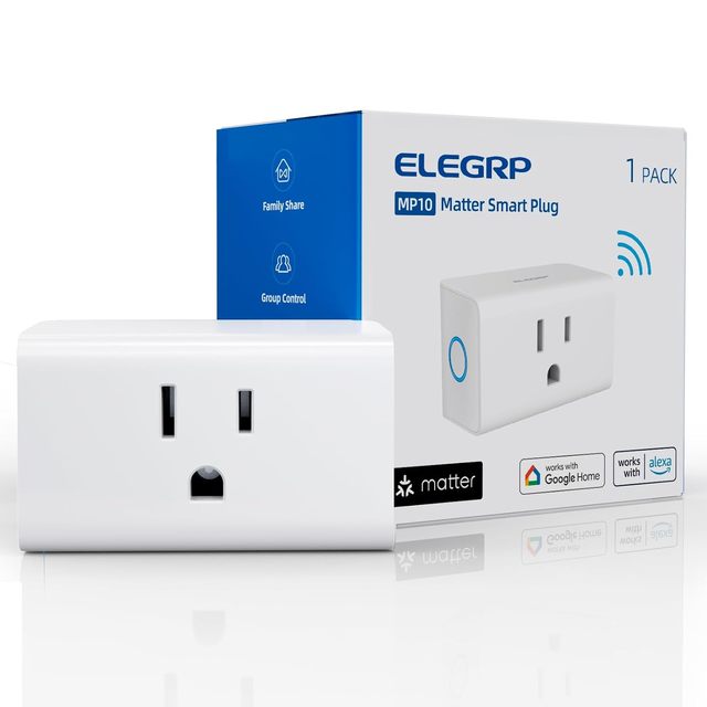 ELEGRP US Wholesale Certified Mini Smart Outlet Power Tuya Matter Smart Plug Wifi with Apple Home Alexa Google Home
