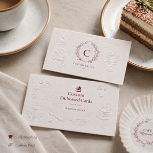 Biglietti da Visita Premium Goffrati, Biglietti in Carta Debossati a Tema Dessert Vintage per Ringraziamenti Aziendali di Piccole Imprese - Product Image 4