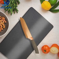 Antislip handvat 8 inch roestvrijstalen Japanse Santoku-mes met roségouden titanium afwerking voor gebruik in de keuken