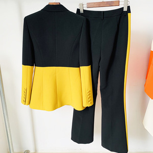 2022 Hot <span class=keywords><strong>Sale</strong></span> Plus Size Mode Frauen <span class=keywords><strong>Blazer</strong></span> und Hosen Set One Button Color Blocking <span class=keywords><strong>Blazer</strong></span> Hosen Büro anzüge Set für Frauen - Product Image 2