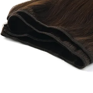 K.SWIGS Seamless Hair Weaving Extensions Double Drawn Machine Weft Remy Human Hair Thick End All Brown Color Hair Weft Extension