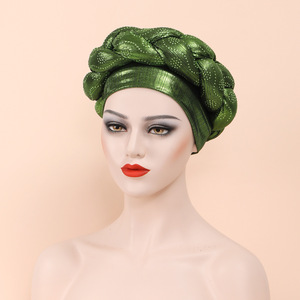 2022 nouvelle haute qualité tchèque perceuse épaisse tresses <span class=keywords><strong>femme</strong></span> beauté bande chapeau <span class=keywords><strong>africain</strong></span> tresses mousseline chapeau en Polyester-pour les musulmans - Product Image 6